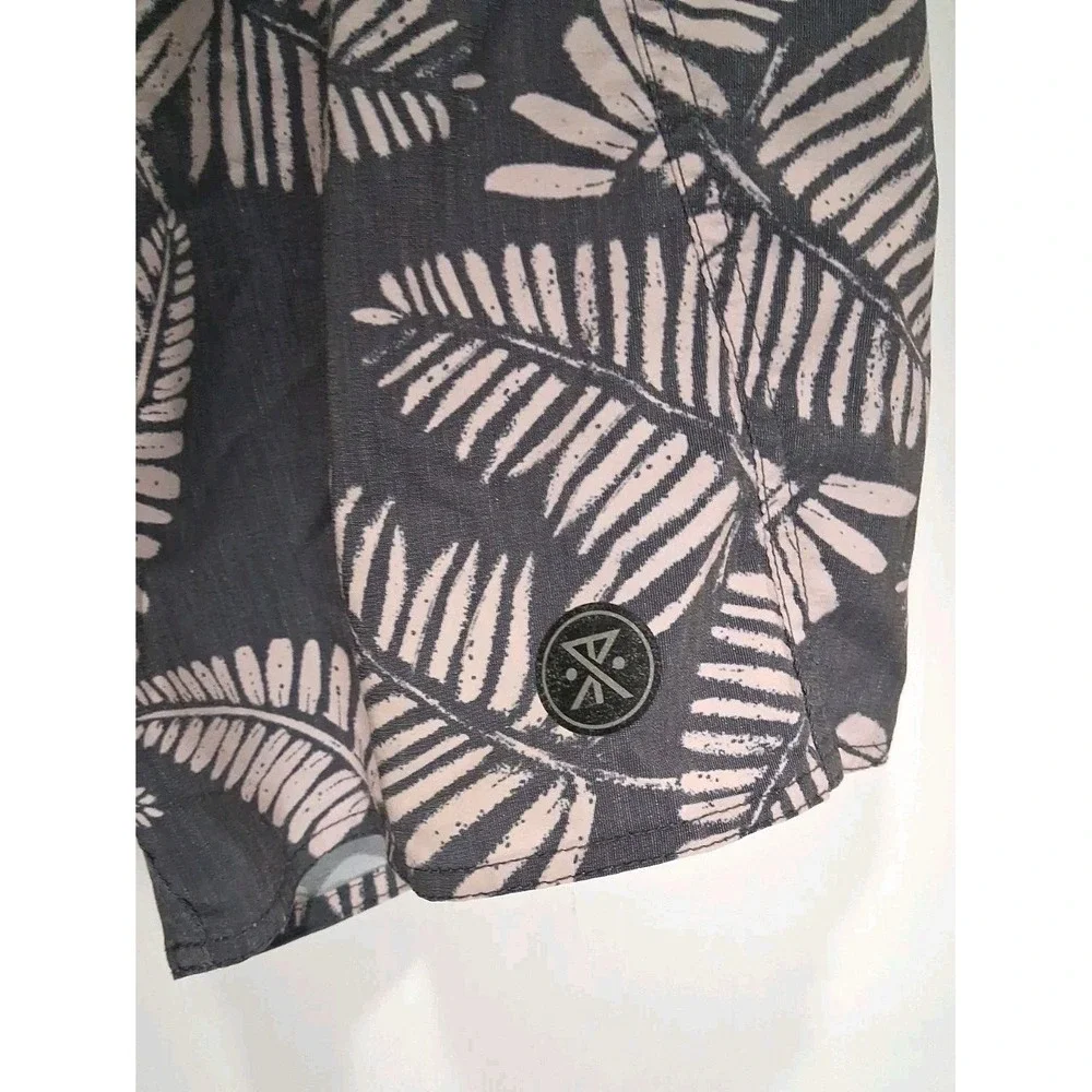 Roark Men's Sz 30 Shorey Swim Trunks Charcoal Botanical Drawstring Board Shorts